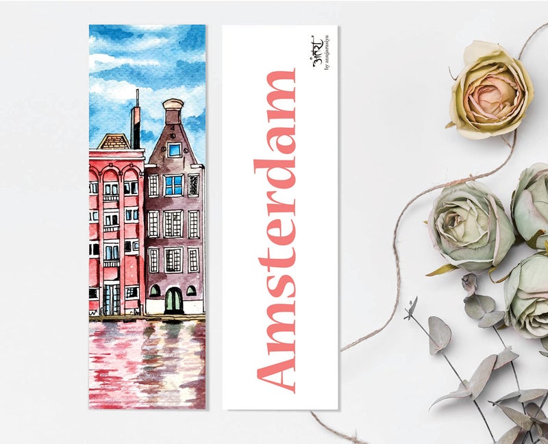 anujarusiya Travel Bookmarks Set of 8 - Matte Laminated, 2 x 6 Inches, City Illustration with Quotes at The Back | Perfect Gifts for Book Lovers - Image 2