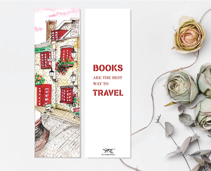 anujarusiya Travel Bookmarks Set of 8 - Matte Laminated, 2 x 6 Inches, City Illustration with Quotes at The Back | Perfect Gifts for Book Lovers - Image 5