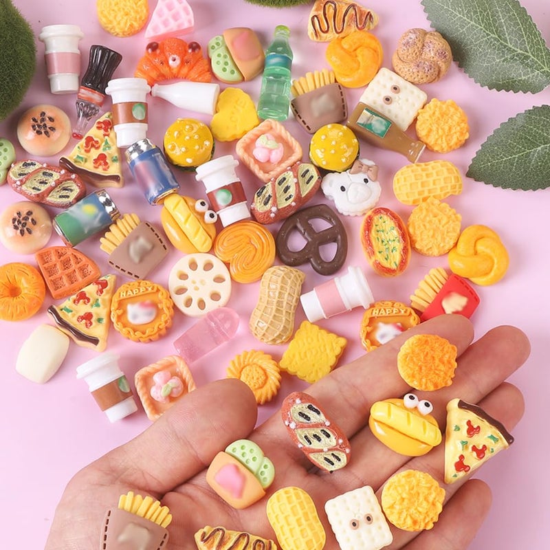 DULEFUN 100pcs Miniature Foods Drink Bottles Toys, Mixed Mini Resin Food Drinks Figures Pretend Play Kitchen Game Party Favor Toy for Dollhouse Accessories Decorations - Image 2