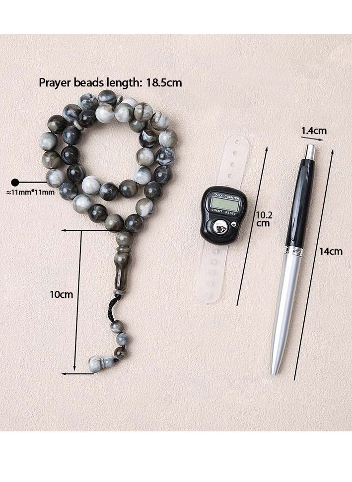 GRKC Prayer Bead Counting Set - Misbaha Tasbih for Meditation & Islamic Worship, Digital Finger Counter, Ramadan Gift, Eid Present, Muslim Prayer Accessory  - Image 2
