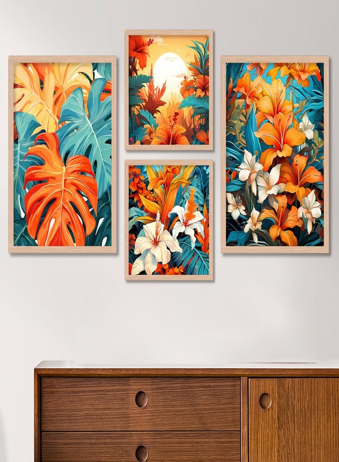 ARTELLY ARETLLY Framed Wall Art - Wall Painting/Poster For Living Room Bedroom - Painting For Wall/Home Decoration - Frames For Wall Decor (Set of 4) (Medium, Modern Artwork 2) - Image 1