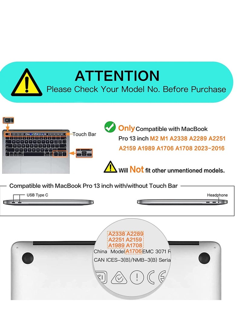 MacBook Pro 13 inch Case 2023 /2022 /2021 2020 /2016 M2 M1 A2338 A2251 A2289 A2159 A1989 A1708 A1706 with Without Touch Bar Plastic Hard Shell Case Cover Mint Green