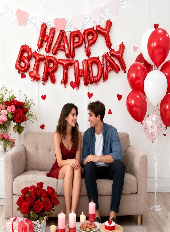 K.E.J. Red Happy Birthday Balloon Banner -16 Inch Mylar Foil Letters Balloons, Reusable Birthday Decorations and Party Supplies, Suitable for Men and Women's Birthday Decorations，Party Backdrop - Image 3