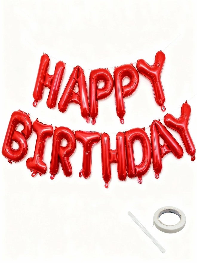 K.E.J. Red Happy Birthday Balloon Banner -16 Inch Mylar Foil Letters Balloons, Reusable Birthday Decorations and Party Supplies, Suitable for Men and Women's Birthday Decorations，Party Backdrop - Image 1
