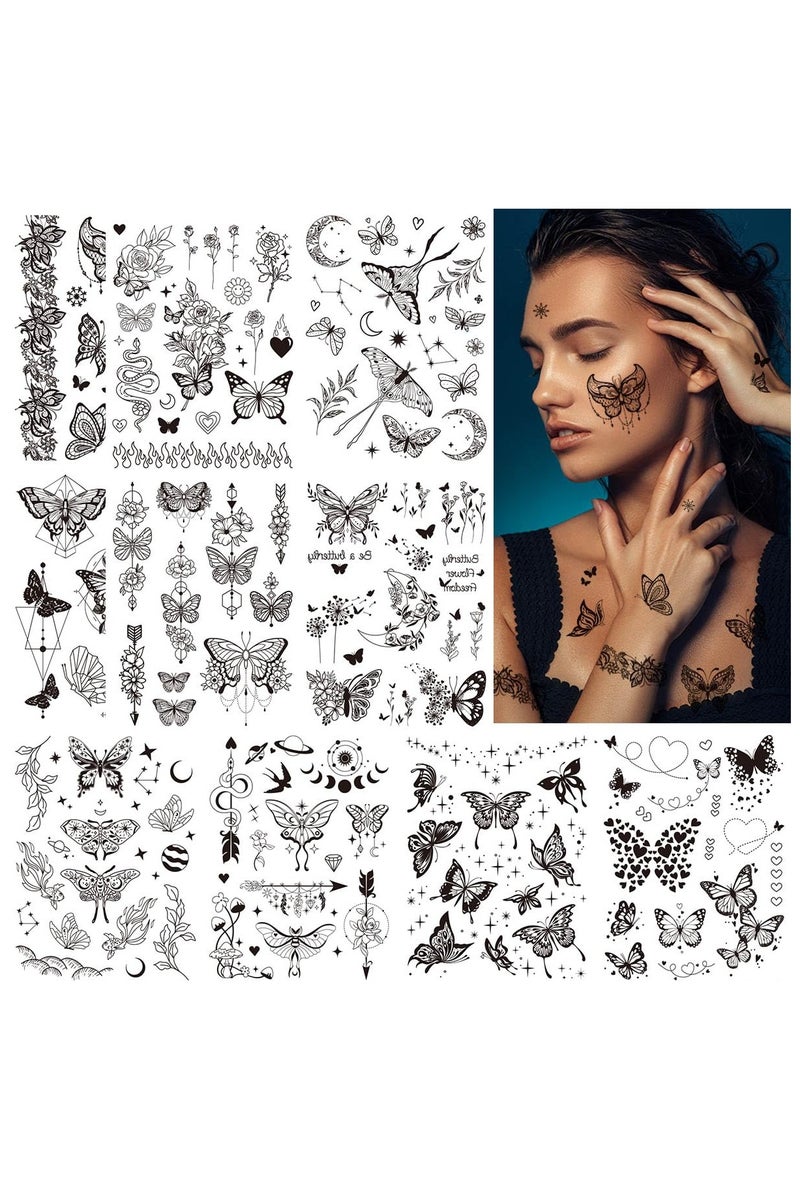 ORAINBOW Realistic Women Tattoos Butterflies Flowers Temporary 10 Sheets for Women and Girls Waterproof & Removable Floral Body Art Stickers for Summer Bridal Party Favors - Image 1