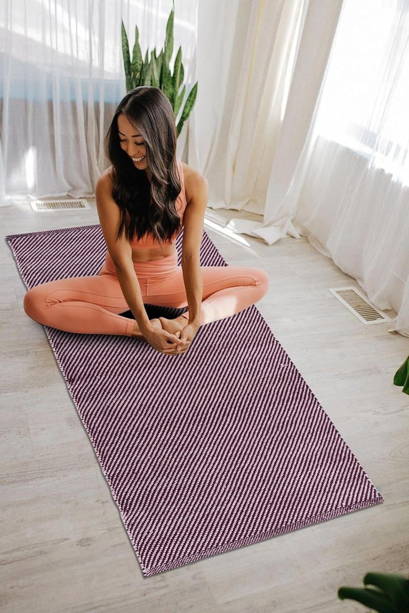 TEXTILE STUDIO Handmade Pure Cotton Bed Runner Rug (22x55 Inches) - Flat Woven, High Pile, Lightweight Laher Design, Durable, Soft, Eco-Friendly, for Bedroom, Entryway, Living Room Décor-Design-01 - Image 3