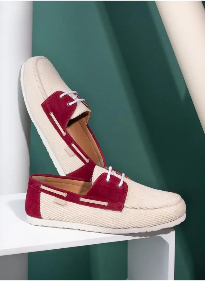 ستايلي Corduroy Lace Up Dockside Shoes
