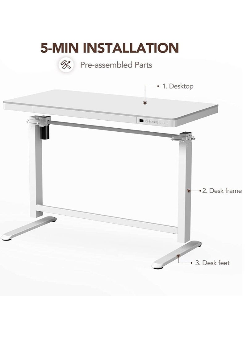 Mahmayi - Mahmayi Flexispot All In One Height Adjustable Standing Desk With USB Charging, Wooden Top White, ET-118W - Image 1