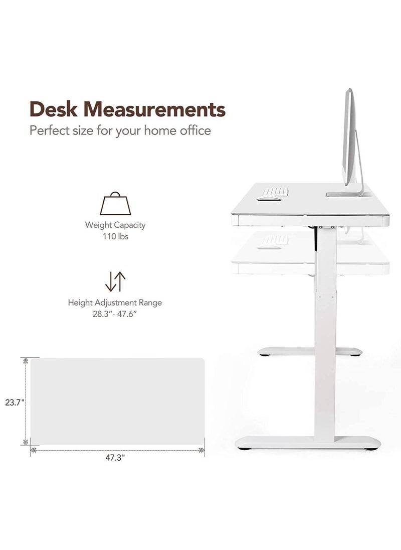 Mahmayi - Mahmayi Flexispot All In One Height Adjustable Standing Desk With USB Charging, Wooden Top White, ET-118W - Image 1