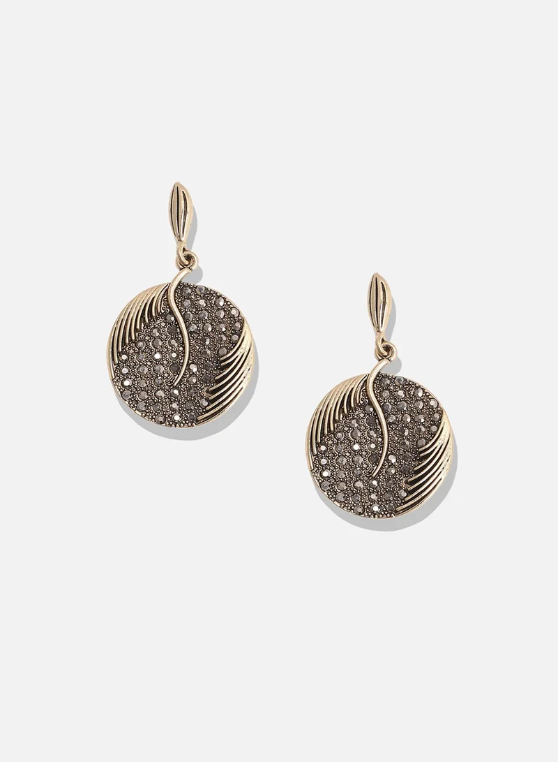 SOHI Circular Textured Artificial Drop Earring Jewellery