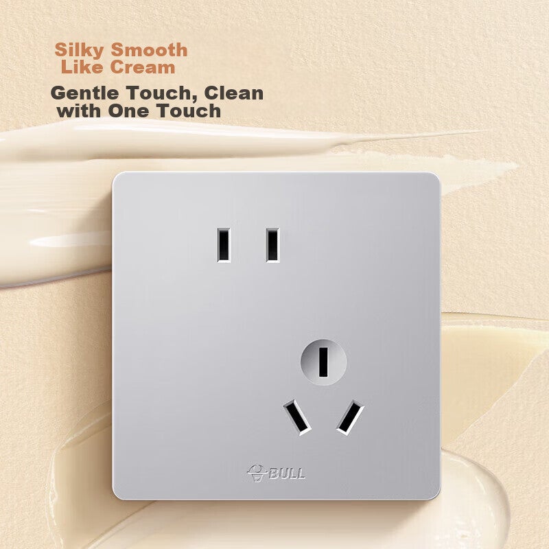 BULL Switch Socket, G12 Series 10A Slanted Five-Hole Socket, 86-Type Panel, G12Z223AS, Cream-Colored Space Silver - Image 3
