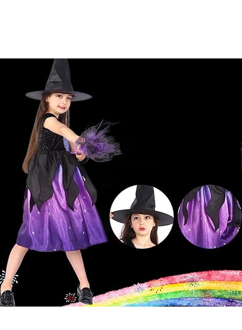 Brain Giggles Witch Costume Purple Costume for Girls Witch Dress with Hat Cosplay Outfit for Kids Themed Party - Large - Image 3