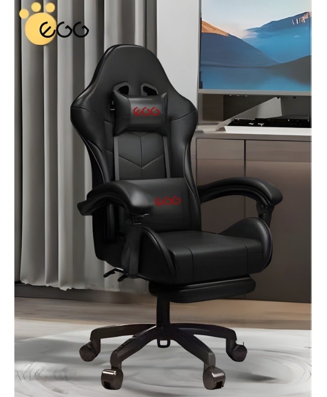 Egg Esports Gaming Chair, Adjustable Computer Chair, Computer Office, Pu Leather, High Backrest, Lumbar Support, Comfortable Armrests, Headrest With Footrest, 360° Rotation,Dark Grey 24.8X14.5X44 Inch - Image 1