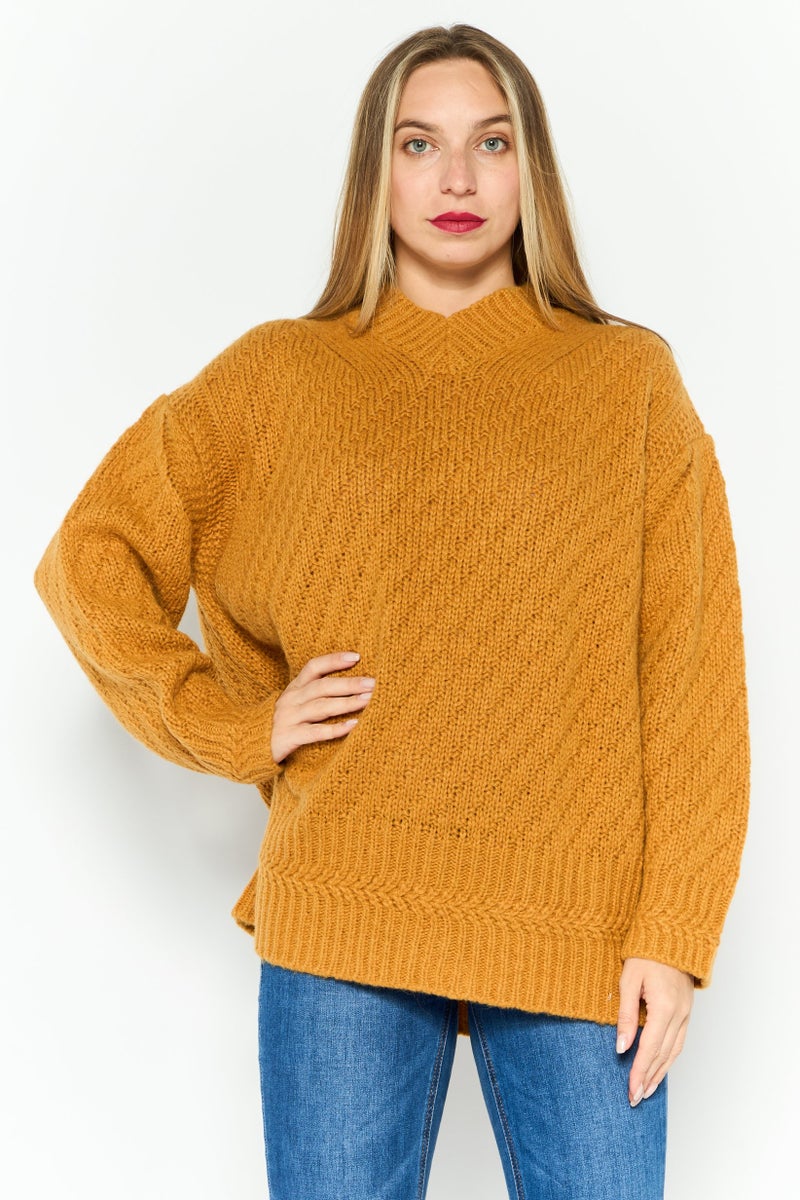 STELLA MCCARTNEY Women High Neck Knitted Sweater, Light Brown - Image 1