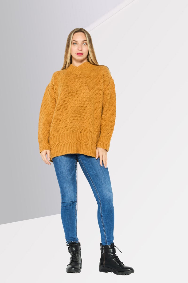 STELLA MCCARTNEY Women High Neck Knitted Sweater, Light Brown - Image 4