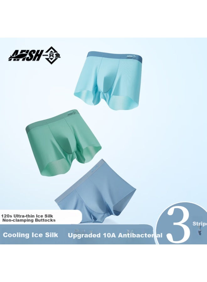 A FISH Men's Ice Silk Summer 10a Grade Seamless Antibacterial Underwear With Cool And Thin Feeling Baoqiang's 3-pack - Image 5
