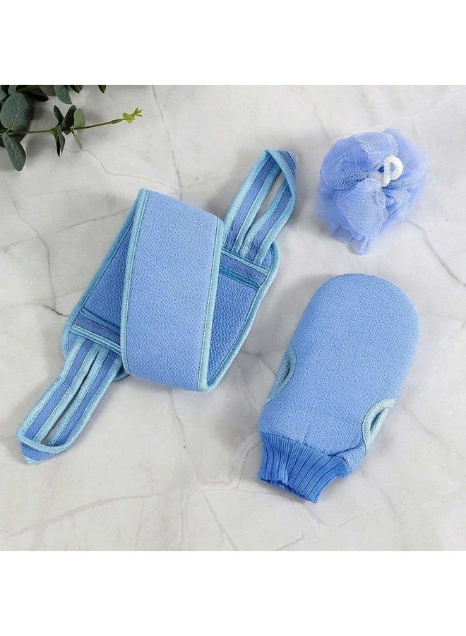 MRS.AJ 3 PCs Loofah Set - Bath Loofah Deep Exfoliating Gloves, Skin Back Scrubber, Ball Sponge for Shower & Body Bathing, Bath Flower for Deep Exfoliation & Skin Massage. - Image 1
