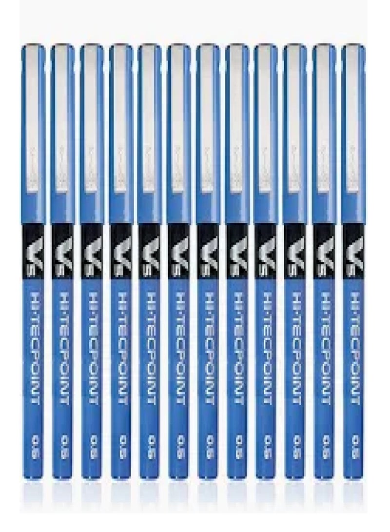 Pilot Hi-tecpoint Roller Ball Pen Bx-v5 (0.5 Mm) Set Of 12 - Blue Ink