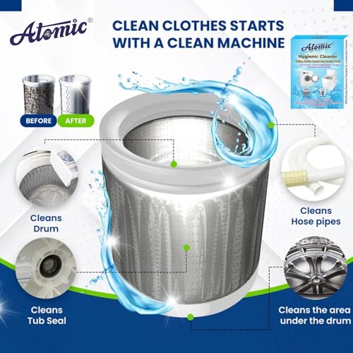 Atomic Front Load Washing Machine Drum Cleaning Powder, Top Load Washing Machine Tub Cleaner Powder, Descale Powder For Washing Machine [Pack OF 2, 150 GM Each] - Image 2