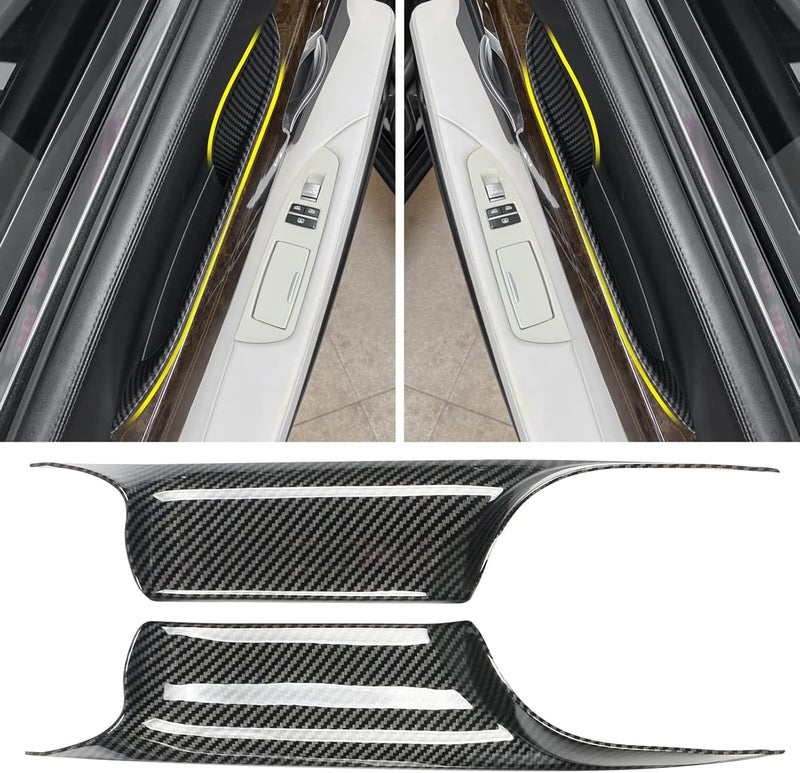 Jaronx Compatible with BMW 7 Series Door Pull Handle Covers, Carbon Fiber Pattern Rear Row 7 Series F02 Door Handle Cover(Compatible with BMW 730 740i 740li 750i 750li 760/Long-wheel Sedan 2008-2014) - Image 1