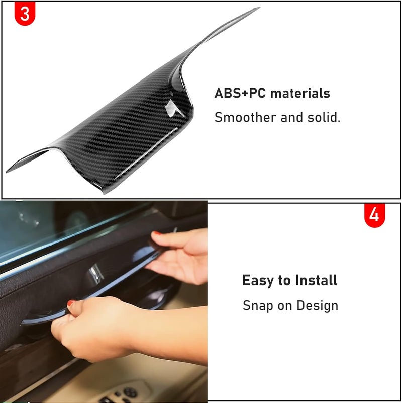 Jaronx Compatible with BMW 7 Series Door Pull Handle Covers, Carbon Fiber Pattern Rear Row 7 Series F02 Door Handle Cover(Compatible with BMW 730 740i 740li 750i 750li 760/Long-wheel Sedan 2008-2014) - Image 5