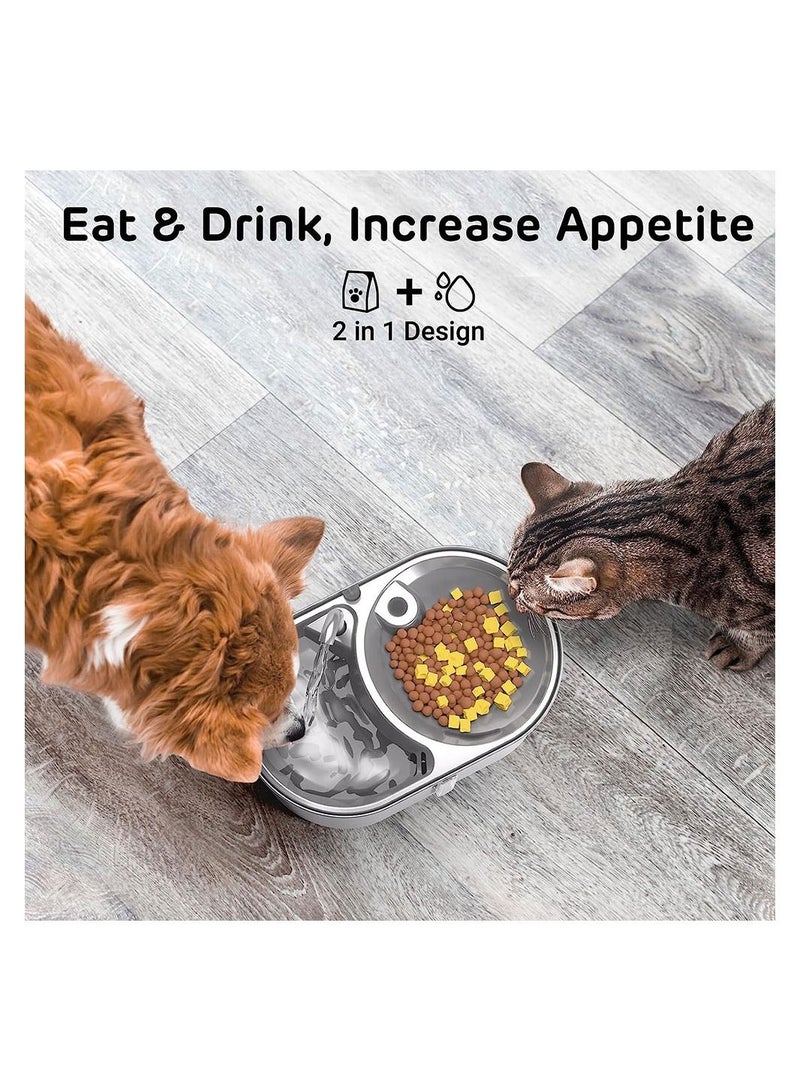 Cool Baby COOLBABY Double Bowl Cat Water Fountain Stainless Steel with Two Spouts 3L Cat Food and Water Dispenser Set Dog Water Fountain and Food Bowl  - Image 3