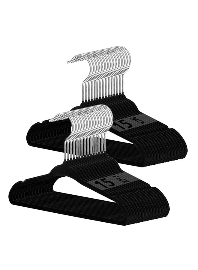 SKY-TOUCH Pack Of 30 Non-Slip Velvet Kids Hangers With 360 Chrome Swivel Hook, Black  - Image 1