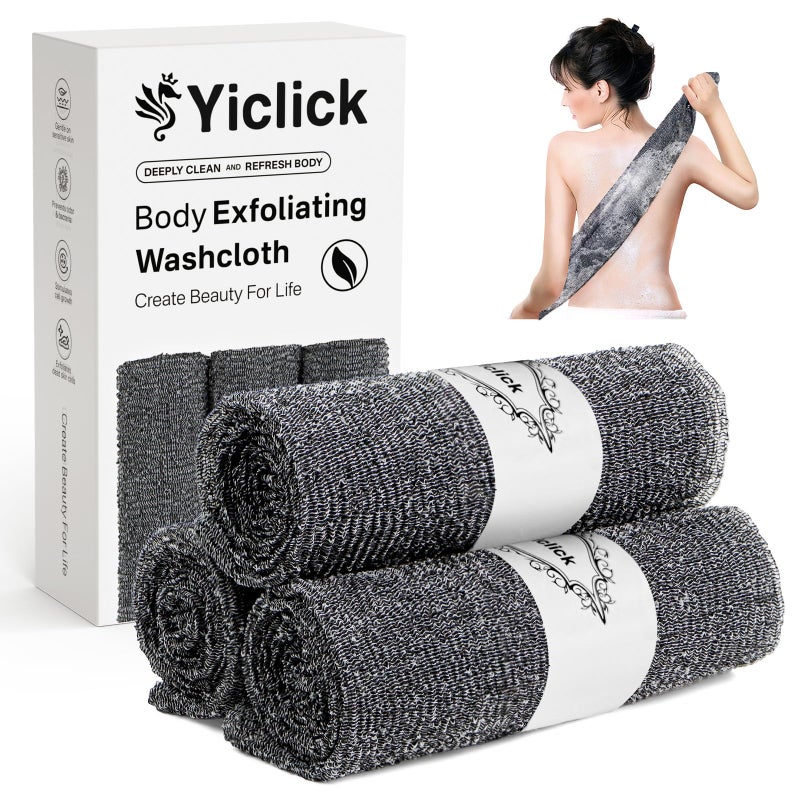 Yiclick Exfoliating Washcloth Towel3 Pack Exfoliating Body Scrubber Exfoliator Back Scrubber for Use in Shower Bath Exfoliate Rags Wash Cloths Loofah Lufa Sponge Body Scrub Women Men