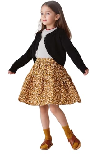 Miccina Baby Girls Cardigan Sweater Bolero Shrugs Toddler Kids Knitted Long Sleeve Button Closure Cropped Dress Up Jacket Tops Black - Image 3