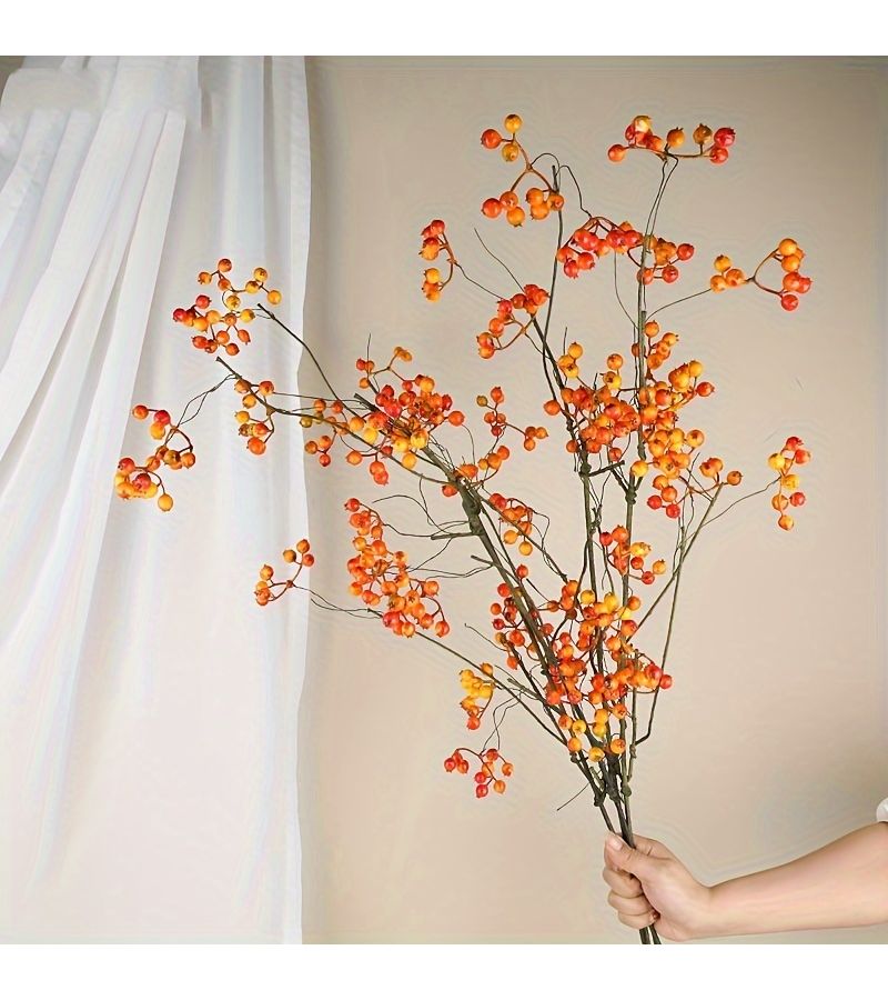 Realistic Craft Berry Arrangement With 13 Large Clusters Blue Color For Home Living Room Flower Decor And Outdoor Garden - Image 4