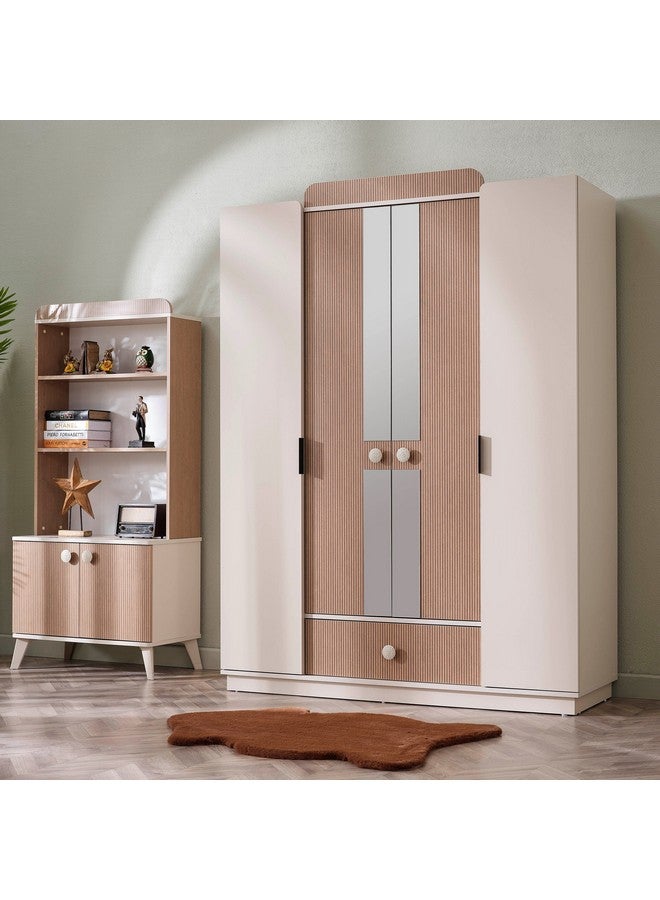 Home Box خزانة ملابس كينغ슬ay ذات 4 أبواب مع 1 درج و2 مرآة 51.8 × 207.8 × 161.2 سم - Image 1