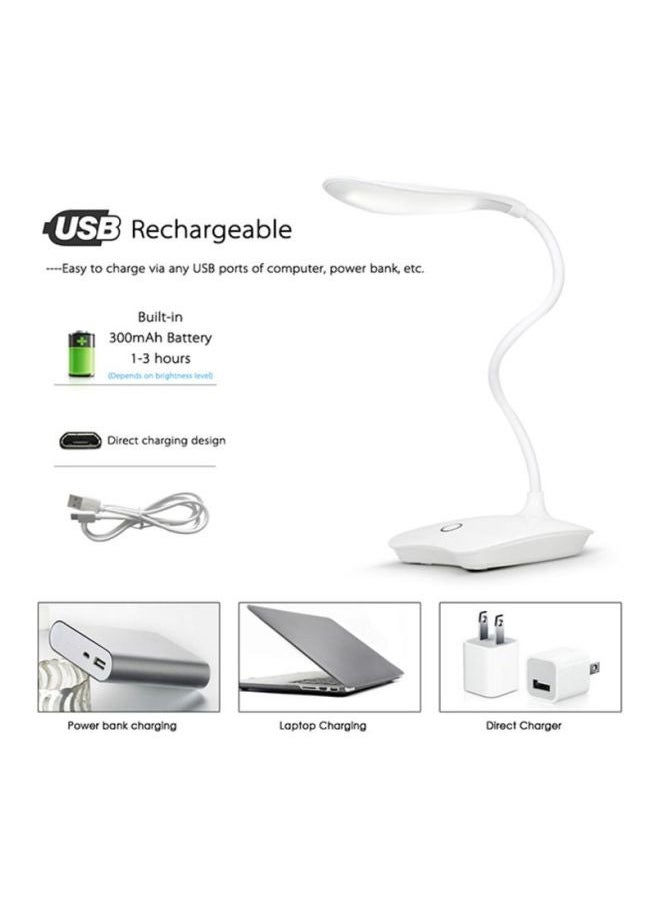 Generic LED USB Rechargeable Eye-Protection Metal Material Desk Lamp white lighting 12x10x40 cm White  - Image 4