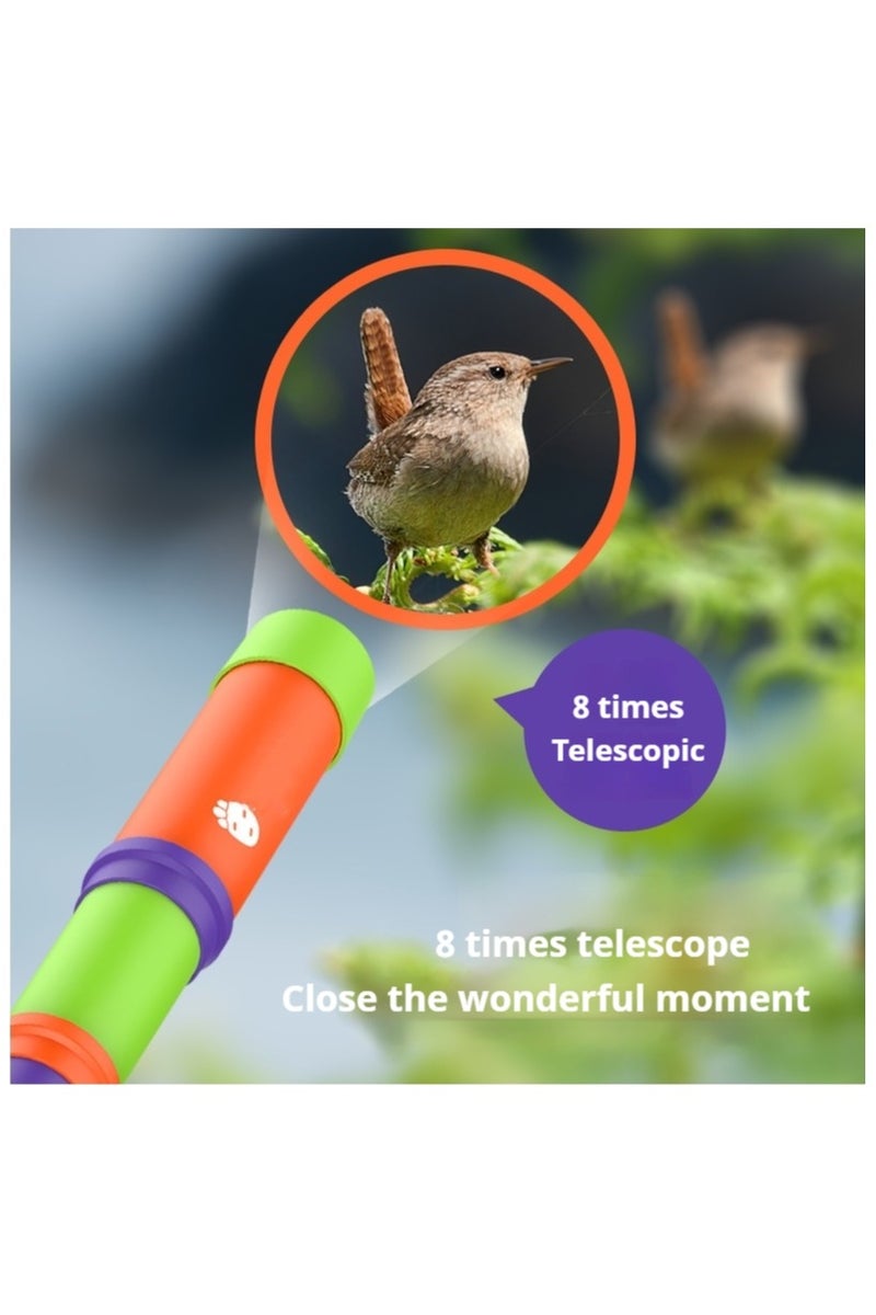Kids Portable Pirate Telescope, Scientific Monocular Toy Retractable Focus Magnification 8x Explore Educational Toys  - Image 2