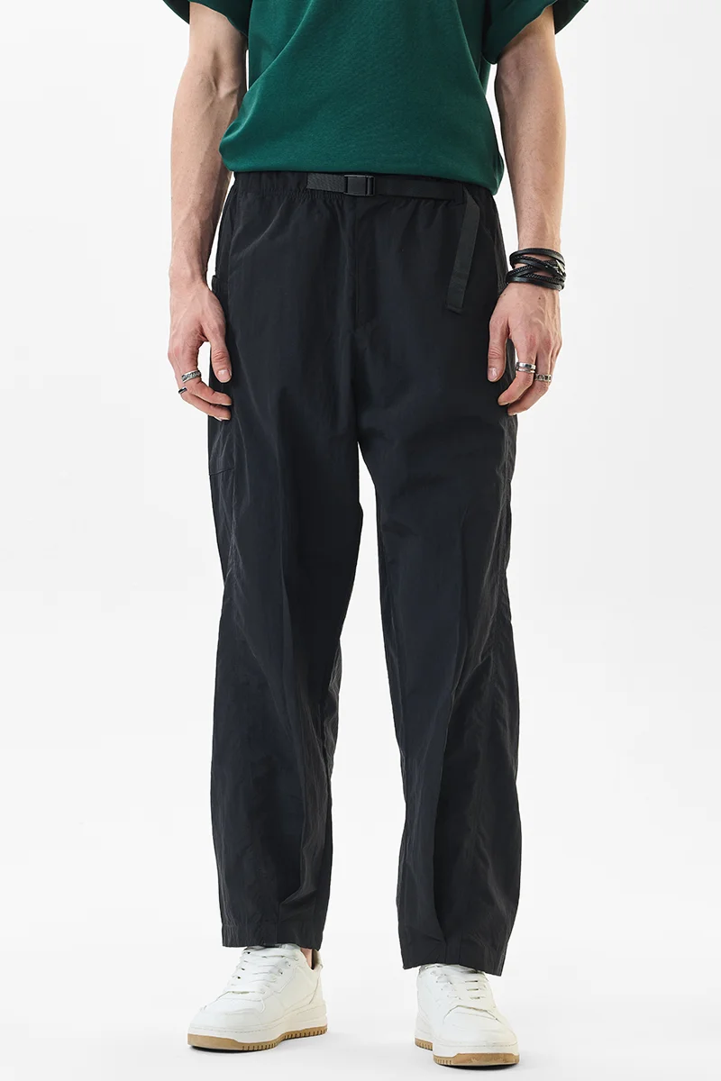 SNITCH Black Solid Relaxed Casual Cargo