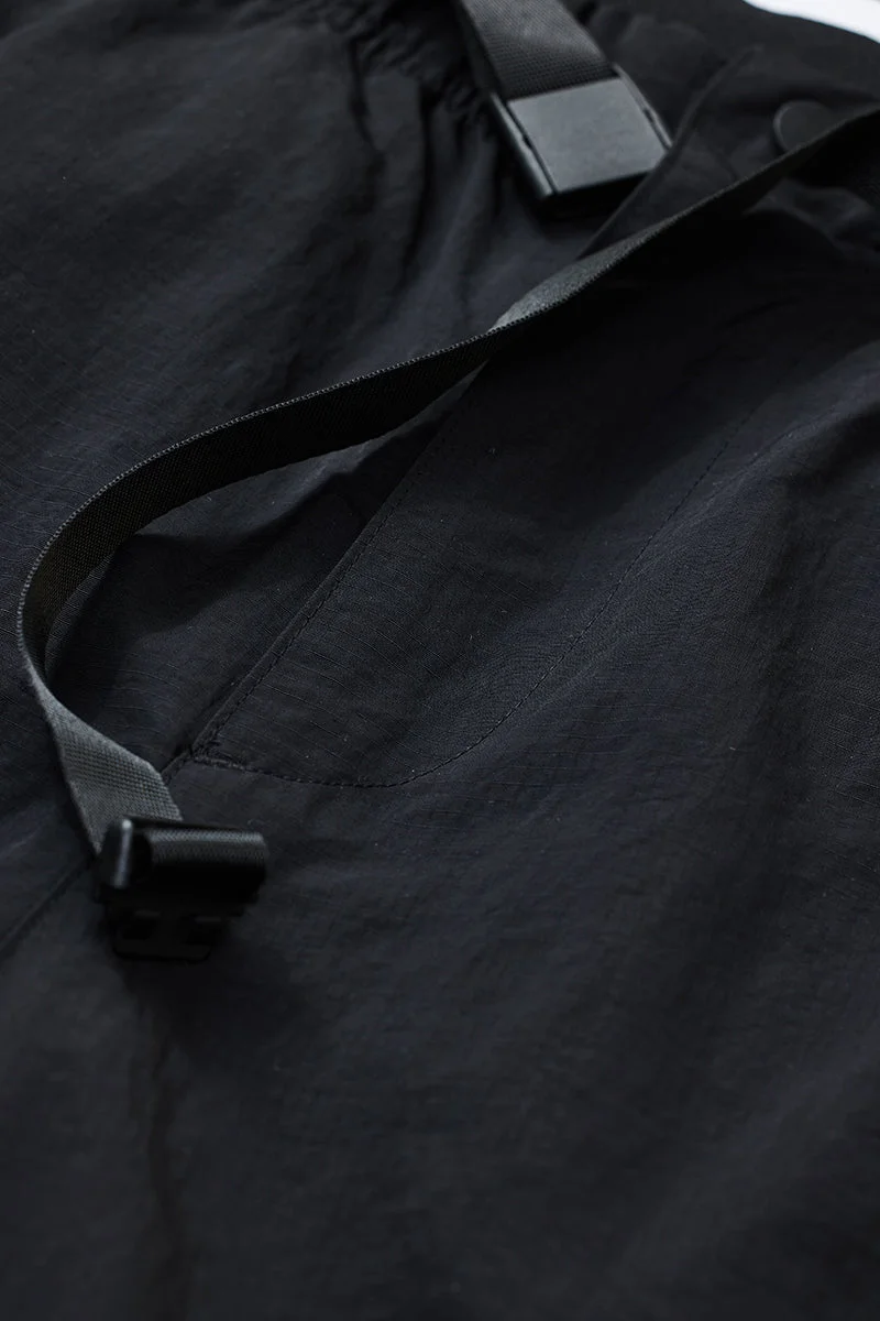 سنيتش Black Solid Relaxed Casual Cargo