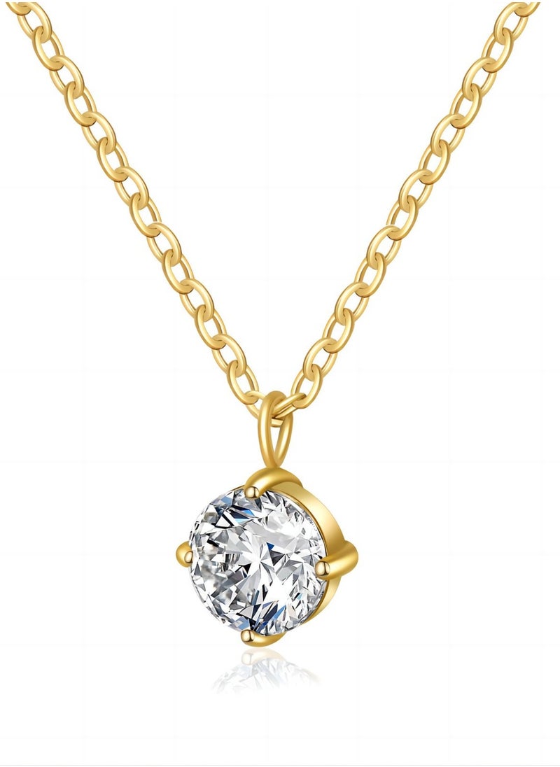 SYNSYB 14K Gold Plated Cubic Zirconia Diamond Pendant Necklace for Women Adjustable Slider with Luxury Gift Box  - Image 5