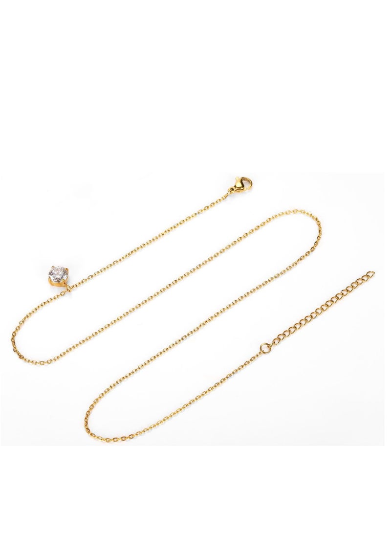 SYNSYB 14K Gold Plated Cubic Zirconia Diamond Pendant Necklace for Women Adjustable Slider with Luxury Gift Box  - Image 4