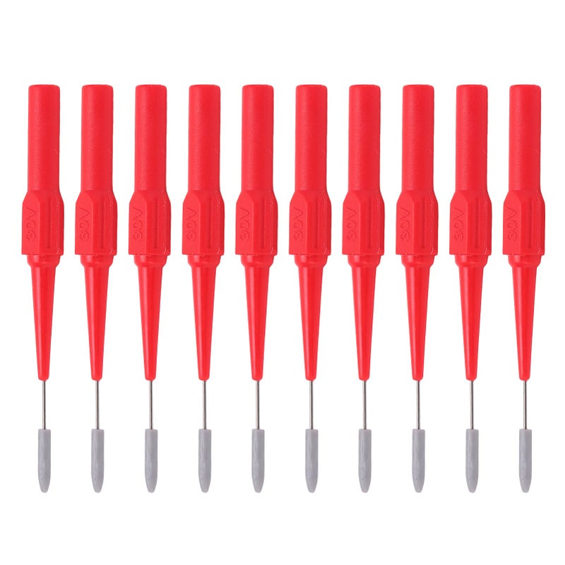 Red 10 Pcs 0.7mm Test Probe Set 4.0mm Socket Piercing Probe For Testing Equipment - Image 2