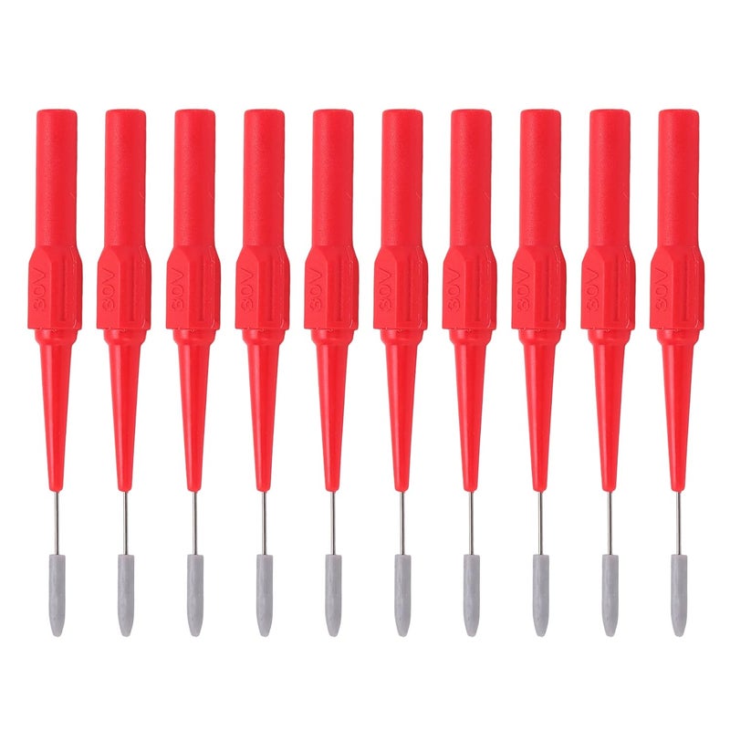 Red 10 Pcs 0.7mm Test Probe Set 4.0mm Socket Piercing Probe For Testing Equipment - Image 1
