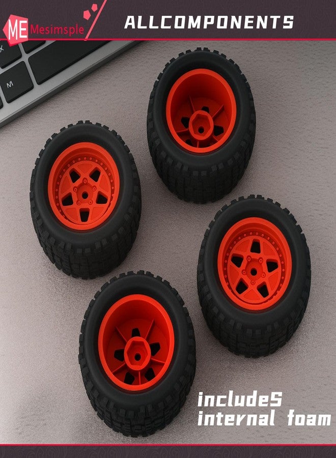 Mesimsple Pre-glued Wheel and Tires Star Rim ARA550112 for HyperGo 1/16 H16BM H16DR for Arrma 1/18 Granite Grom Series Upgrade Parts Red - Image 4