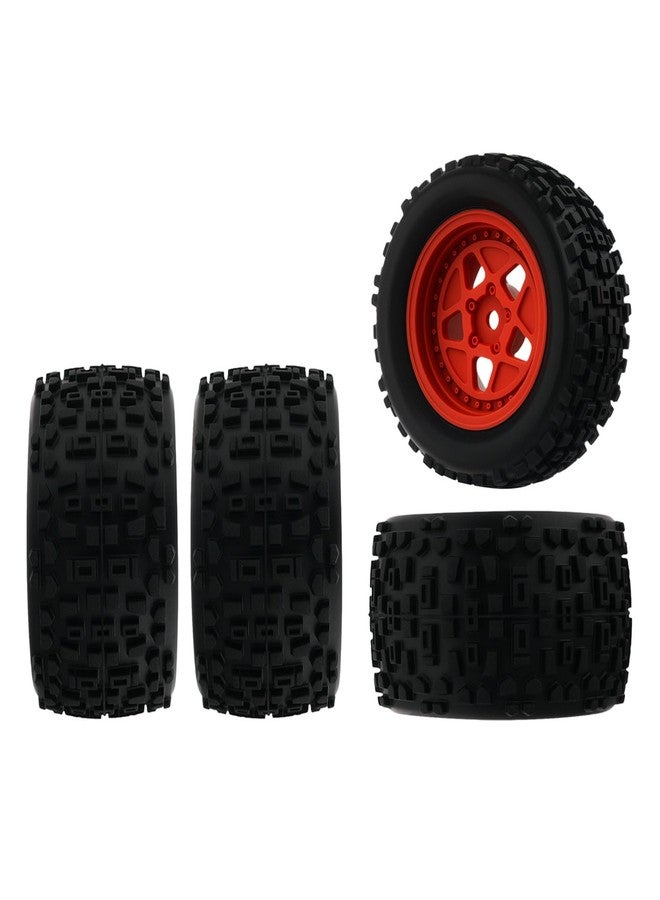 Mesimsple Pre-glued Wheel and Tires Star Rim ARA550112 for HyperGo 1/16 H16BM H16DR for Arrma 1/18 Granite Grom Series Upgrade Parts Red - Image 1