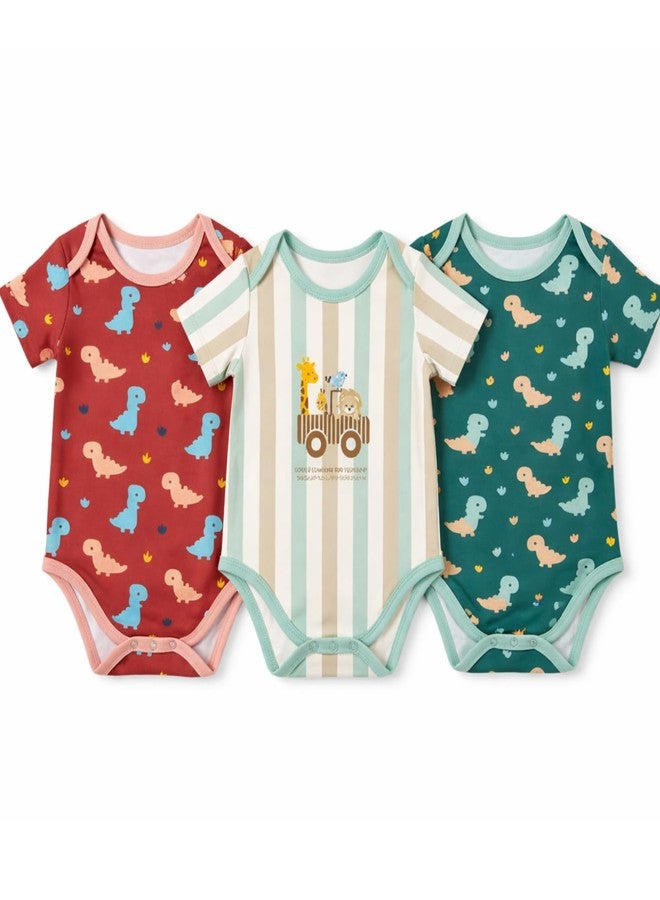 Adhigams Premium Newborn Baby Boys Cotton Romper Set Soft Breathable Lightweight Baby Wear Skin Friendly Fabric Comfortable Fit Designed for Easy Movement Pack of 3 (0-3 Month) - Image 1