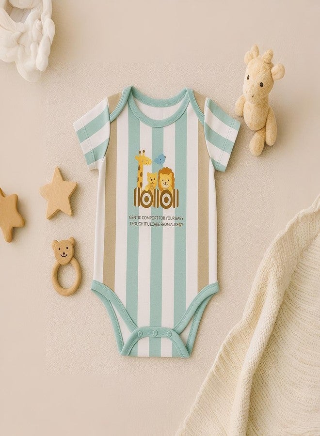 Adhigams Premium Newborn Baby Boys Cotton Romper Set Soft Breathable Lightweight Baby Wear Skin Friendly Fabric Comfortable Fit Designed for Easy Movement Pack of 3 (0-3 Month) - Image 2