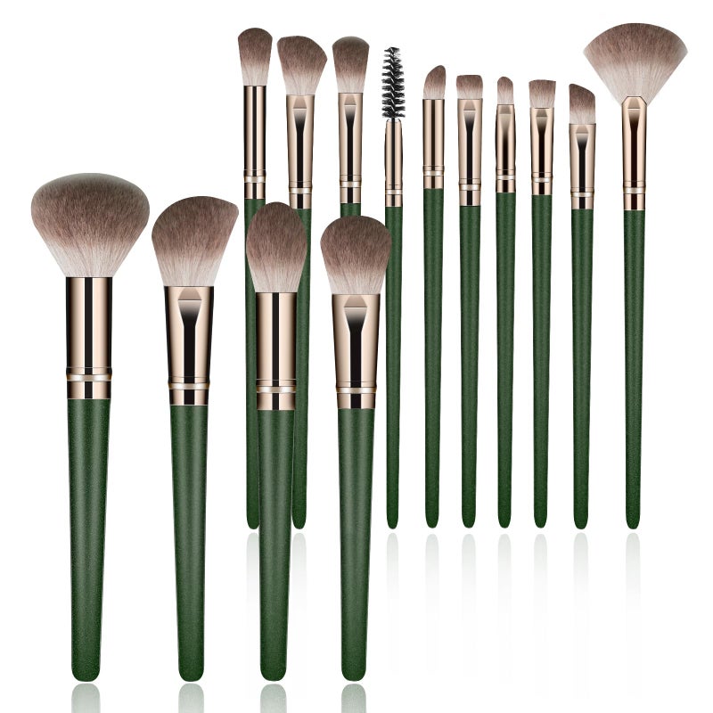 SOYOK Makeup Brush Set, Premium Synthetic 14 Pcs Makeup Brushes, Travel Makeup Brush Set for Foundation, Concealer, Blush and Eyeshadow Brush(Green) - Image 1