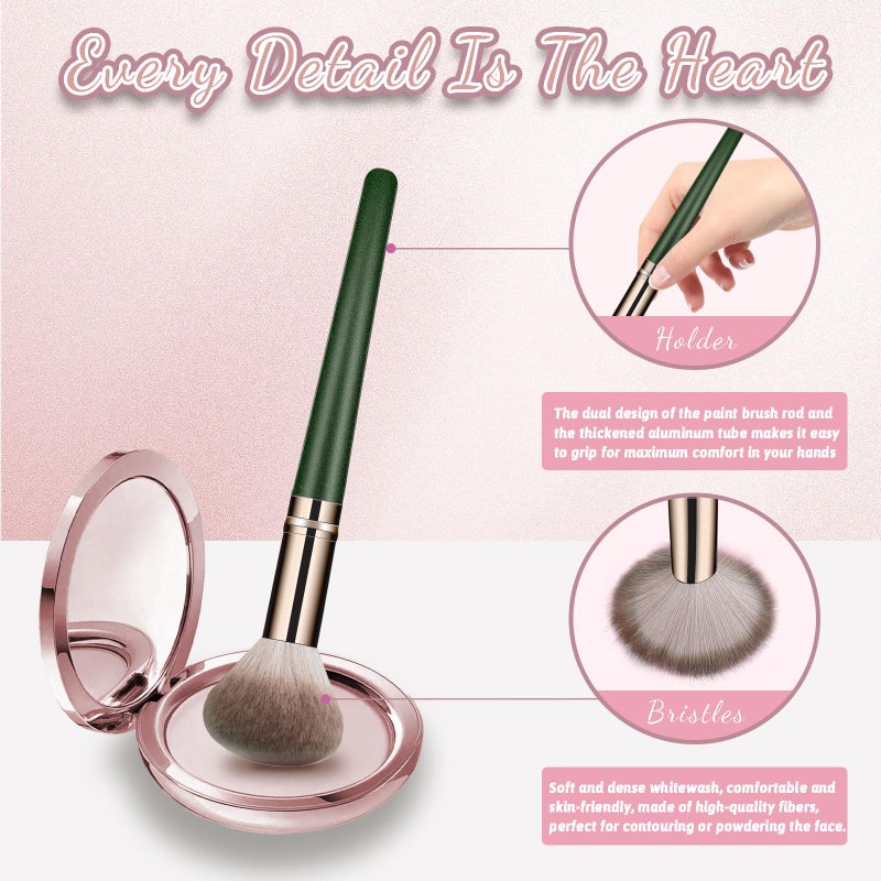 SOYOK Makeup Brush Set, Premium Synthetic 14 Pcs Makeup Brushes, Travel Makeup Brush Set for Foundation, Concealer, Blush and Eyeshadow Brush(Green) - Image 5