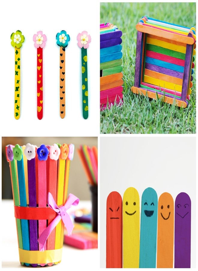 CRTWDMAN 1200 Pcs Colored Popsicle Sticks, 4.5 Inch Colored Wooden Craft Sticks for DIY Craft Creative and Classroom Art Supplies, Ice Cream Sticks, Multi-Color Rainbow Craft Sticks for Home Art Projects - Image 4