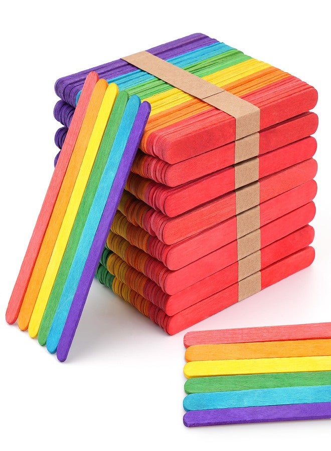 CRTWDMAN 1200 Pcs Colored Popsicle Sticks, 4.5 Inch Colored Wooden Craft Sticks for DIY Craft Creative and Classroom Art Supplies, Ice Cream Sticks, Multi-Color Rainbow Craft Sticks for Home Art Projects - Image 1