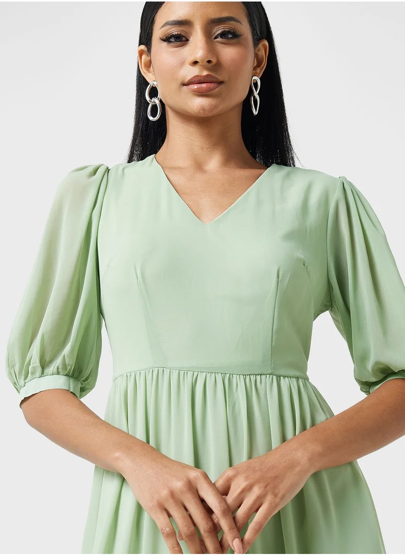 ELLA Tiered Frill Detail Fit & Flare Dress