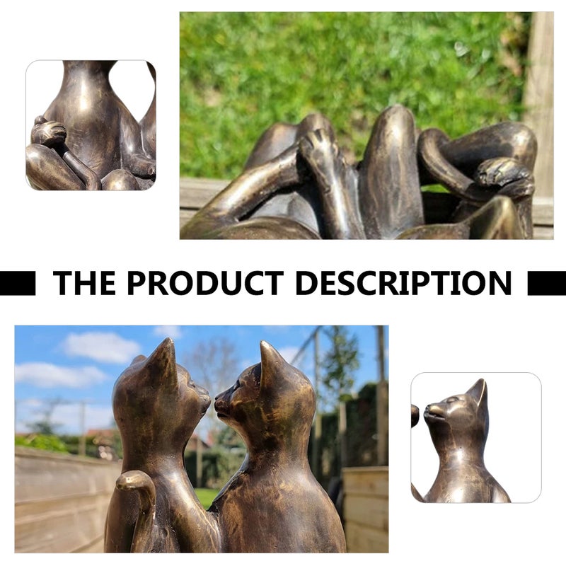 2 pcs Couple Cat Resin Statue Lovely Cat Figurine Unique Home Desktop Decoration - Image 5