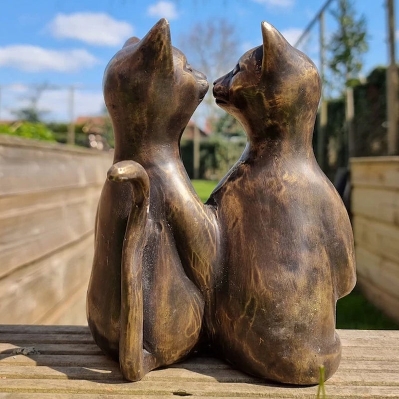 2 pcs Couple Cat Resin Statue Lovely Cat Figurine Unique Home Desktop Decoration - Image 4